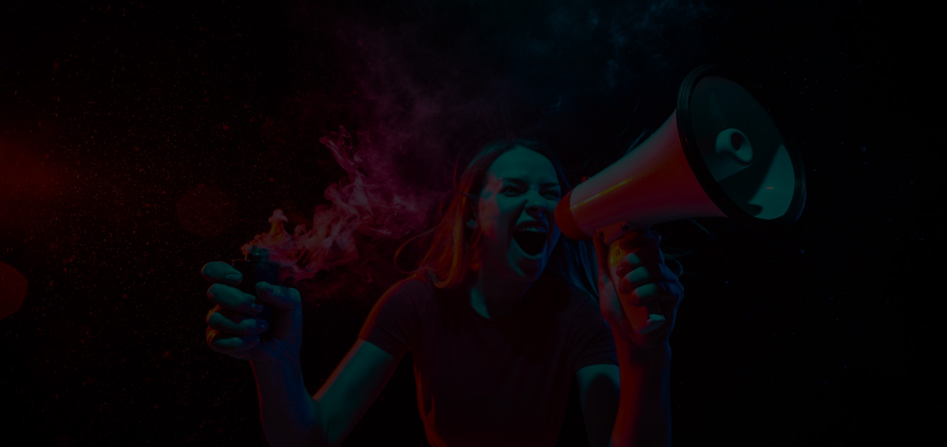 young woman with a megaphone